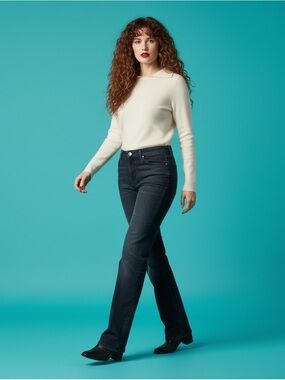 Jessica Flannel Lined Denim Deep Dark Blue Jeans Size 14P